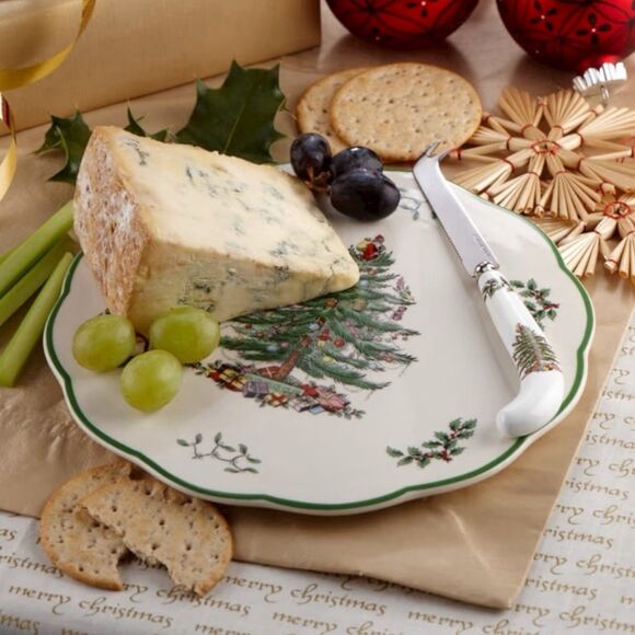 Spode Christmas Tree Appetizer Plate With Matching Knife - Brand New With Tag - Picture 5 of 5
